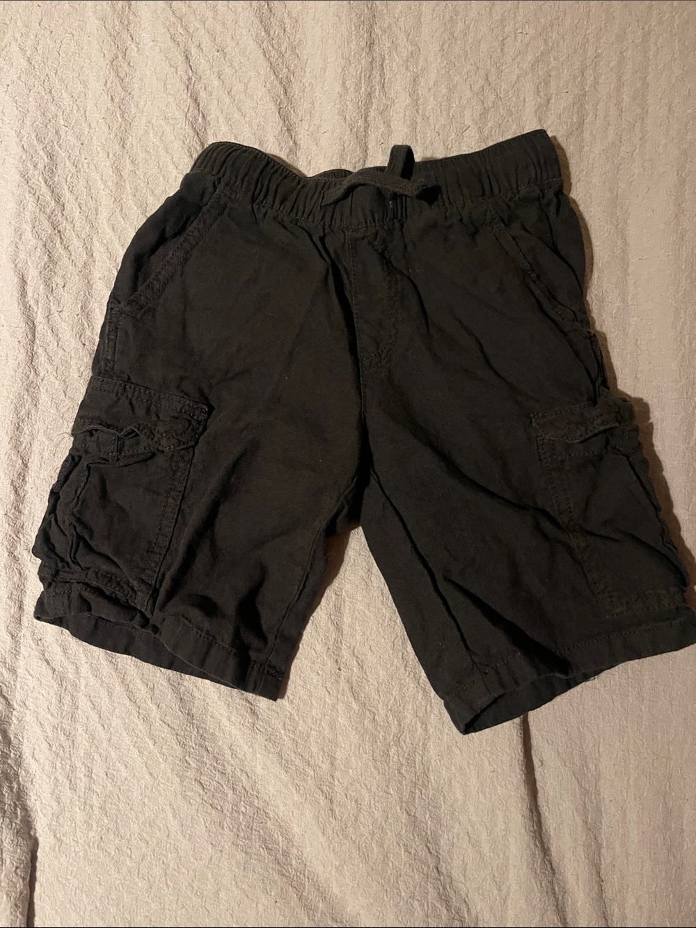 H&M Boys Sz 5/6 Black Linen Cargo Shorts with Drawstring Waist
